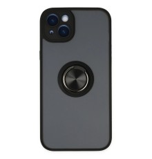 iPhone 14 Kılıf Montreal Yüzüklü Silikon Kapak - Siyah