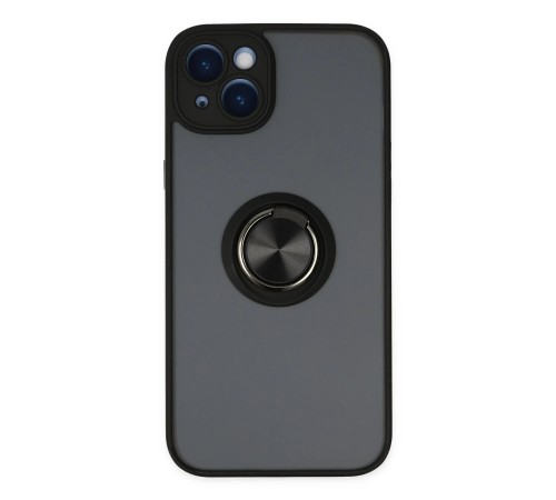 iPhone 14 Kılıf Montreal Yüzüklü Silikon Kapak - Siyah iPhone 14 Kılıf Montreal Yüzüklü Silikon Kapak - Siyah