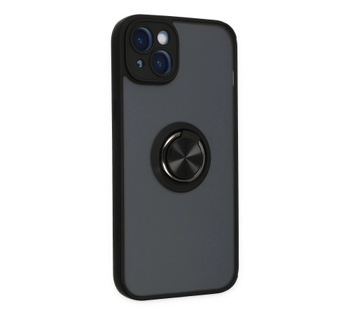 iPhone 14 Kılıf Montreal Yüzüklü Silikon Kapak - Siyah iPhone 14 Kılıf Montreal Yüzüklü Silikon Kapak - Siyah
