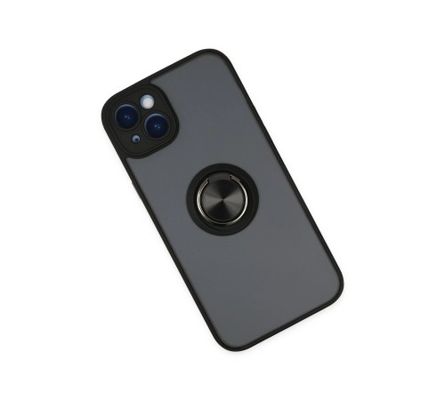 iPhone 14 Kılıf Montreal Yüzüklü Silikon Kapak - Siyah iPhone 14 Kılıf Montreal Yüzüklü Silikon Kapak - Siyah