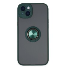 iPhone 14 Kılıf Montreal Yüzüklü Silikon Kapak - Yeşil