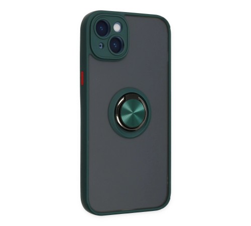 iPhone 14 Kılıf Montreal Yüzüklü Silikon Kapak - Yeşil iPhone 14 Kılıf Montreal Yüzüklü Silikon Kapak - Yeşil