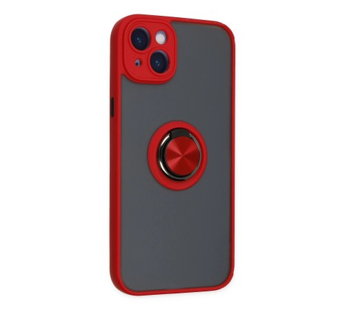 iPhone 14 Kılıf Montreal Yüzüklü Silikon Kapak - Kırmızı iPhone 14 Kılıf Montreal Yüzüklü Silikon Kapak - Kırmızı