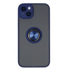 iPhone 14 Kılıf Montreal Yüzüklü Silikon Kapak - Lacivert