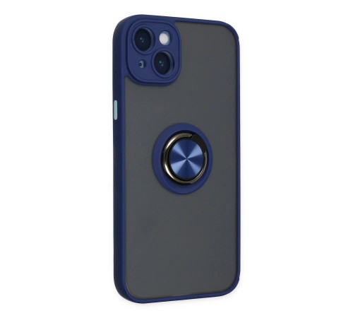 iPhone 14 Kılıf Montreal Yüzüklü Silikon Kapak - Lacivert iPhone 14 Kılıf Montreal Yüzüklü Silikon Kapak - Lacivert