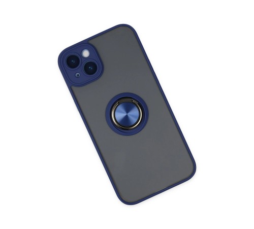 iPhone 14 Kılıf Montreal Yüzüklü Silikon Kapak - Lacivert iPhone 14 Kılıf Montreal Yüzüklü Silikon Kapak - Lacivert