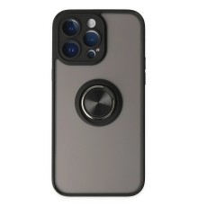 iPhone 14 Pro Kılıf Montreal Yüzüklü Silikon Kapak - Siyah