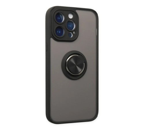 iPhone 14 Pro Kılıf Montreal Yüzüklü Silikon Kapak - Siyah iPhone 14 Pro Kılıf Montreal Yüzüklü Silikon Kapak - Siyah