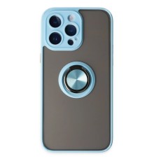 iPhone 14 Pro Kılıf Montreal Yüzüklü Silikon Kapak - Buz Mavi