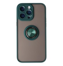 iPhone 14 Pro Kılıf Montreal Yüzüklü Silikon Kapak - Yeşil