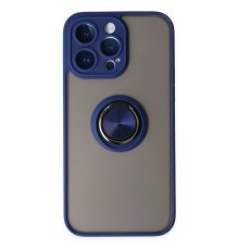 iPhone 14 Pro Kılıf Montreal Yüzüklü Silikon Kapak - Lacivert