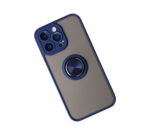 iPhone 14 Pro Kılıf Montreal Yüzüklü Silikon Kapak - Lacivert