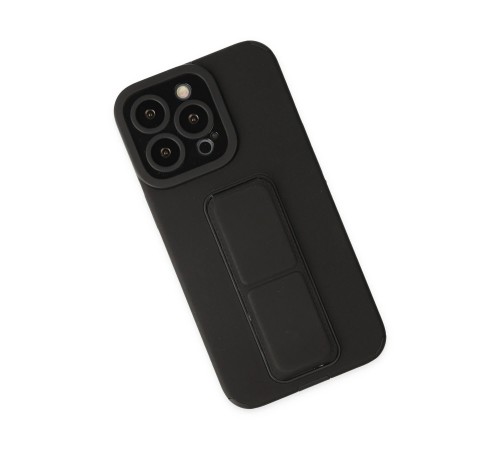 iPhone 14 Pro Max Kılıf Mega Standlı Silikon - Siyah