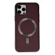 iPhone 12 Pro Max Kılıf Coco Deri Magneticsafe Silikon - Bordo