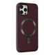 iPhone 12 Pro Max Kılıf Coco Deri Magneticsafe Silikon - Bordo