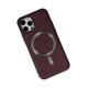 iPhone 12 Pro Max Kılıf Coco Deri Magneticsafe Silikon - Bordo