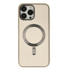 iPhone 13 Pro Kılıf Coco Deri Magneticsafe Silikon - Krem