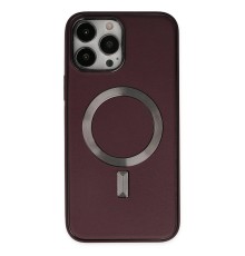iPhone 13 Pro Kılıf Coco Deri Magneticsafe Silikon - Bordo