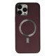iPhone 13 Pro Kılıf Coco Deri Magneticsafe Silikon - Bordo