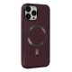 iPhone 13 Pro Kılıf Coco Deri Magneticsafe Silikon - Bordo