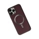 iPhone 13 Pro Kılıf Coco Deri Magneticsafe Silikon - Bordo