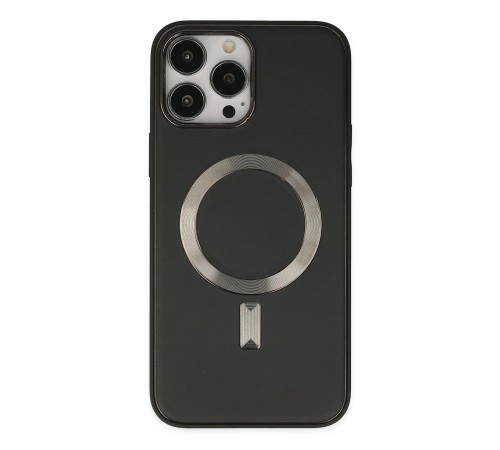 iPhone 13 Pro Max Kılıf Coco Deri Magneticsafe Silikon - Siyah