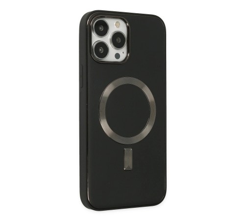 iPhone 13 Pro Max Kılıf Coco Deri Magneticsafe Silikon - Siyah