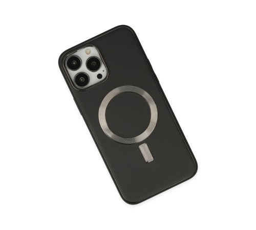 iPhone 13 Pro Max Kılıf Coco Deri Magneticsafe Silikon - Siyah