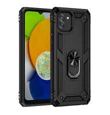 Samsung Galaxy A03 Kılıf Sofya Yüzüklü Silikon Kapak - Siyah