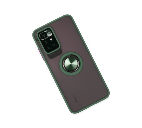 Xiaomi Redmi 10 2022 Kılıf Montreal Yüzüklü Silikon Kapak - Yeşil Xiaomi Redmi 10 2022 Kılıf Montreal Yüzüklü Silikon Kapak - Yeşil