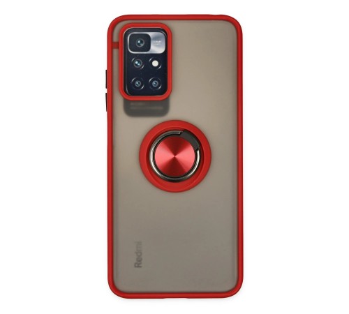 Xiaomi Redmi 10 2022 Kılıf Montreal Yüzüklü Silikon Kapak - Kırmızı Xiaomi Redmi 10 2022 Kılıf Montreal Yüzüklü Silikon Kapak - Kırmızı