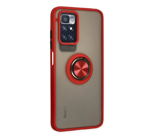 Xiaomi Redmi 10 2022 Kılıf Montreal Yüzüklü Silikon Kapak - Kırmızı Xiaomi Redmi 10 2022 Kılıf Montreal Yüzüklü Silikon Kapak - Kırmızı