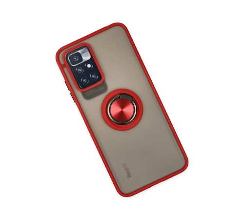 Xiaomi Redmi 10 2022 Kılıf Montreal Yüzüklü Silikon Kapak - Kırmızı Xiaomi Redmi 10 2022 Kılıf Montreal Yüzüklü Silikon Kapak - Kırmızı