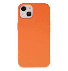iPhone 14 Plus Kılıf Nano içi Kadife Silikon - Turuncu