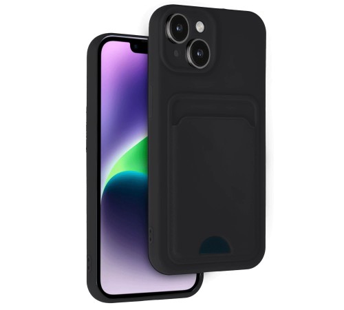 iPhone 14 Kılıf Kelvin Kartvizitli Silikon - Siyah