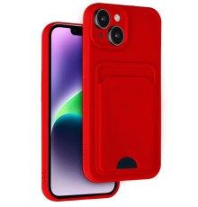 iPhone 14 Kılıf Kelvin Kartvizitli Silikon - Kırmızı