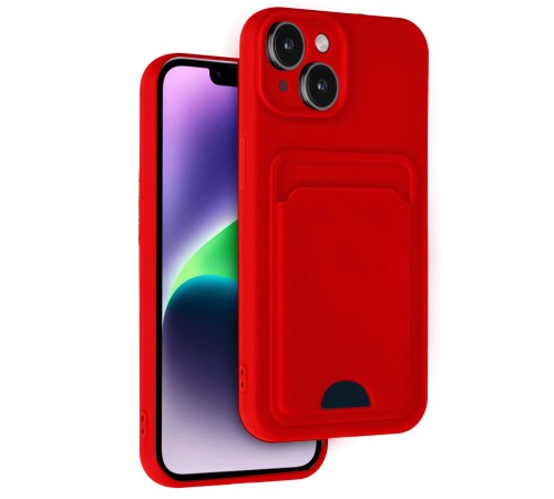 iPhone 14 Kılıf Kelvin Kartvizitli Silikon - Kırmızı iPhone 14 Kılıf Kelvin Kartvizitli Silikon - Kırmızı