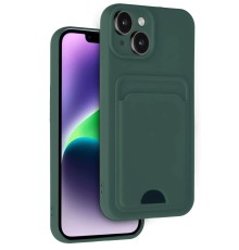 iPhone 14 Kılıf Kelvin Kartvizitli Silikon - Koyu Yeşil