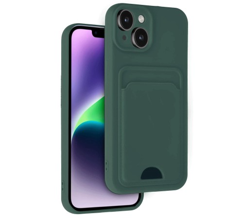 iPhone 14 Kılıf Kelvin Kartvizitli Silikon - Koyu Yeşil iPhone 14 Kılıf Kelvin Kartvizitli Silikon - Koyu Yeşil