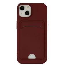 iPhone 14 Plus Kılıf Kelvin Kartvizitli Silikon - Bordo