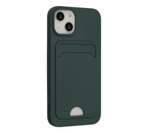 iPhone 14 Plus Kılıf Kelvin Kartvizitli Silikon - Koyu Yeşil iPhone 14 Plus Kılıf Kelvin Kartvizitli Silikon - Koyu Yeşil