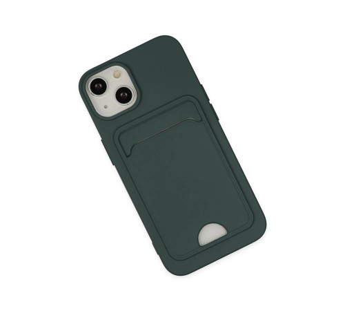 iPhone 14 Plus Kılıf Kelvin Kartvizitli Silikon - Koyu Yeşil iPhone 14 Plus Kılıf Kelvin Kartvizitli Silikon - Koyu Yeşil