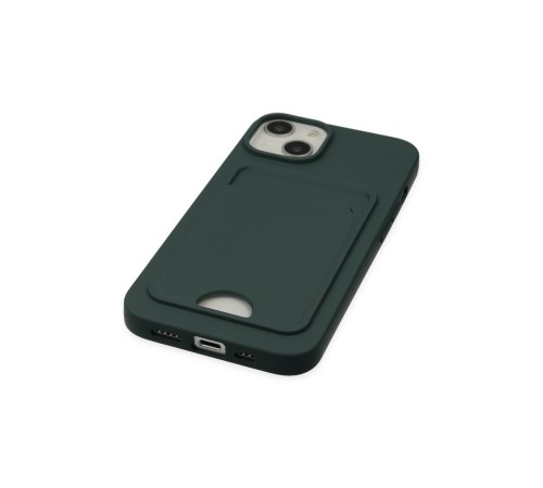 iPhone 14 Plus Kılıf Kelvin Kartvizitli Silikon - Koyu Yeşil iPhone 14 Plus Kılıf Kelvin Kartvizitli Silikon - Koyu Yeşil