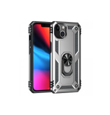 iPhone 14 Kılıf Sofya Yüzüklü Silikon Kapak - Gümüş