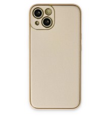 iPhone 14 Kılıf Coco Deri Silikon Kapak - Gold