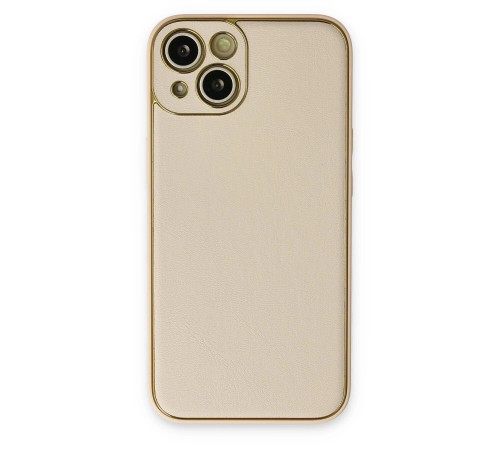 iPhone 14 Kılıf Coco Deri Silikon Kapak - Gold iPhone 14 Kılıf Coco Deri Silikon Kapak - Gold