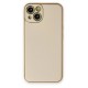 iPhone 14 Kılıf Coco Deri Silikon Kapak - Gold
