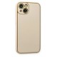 iPhone 14 Kılıf Coco Deri Silikon Kapak - Gold