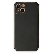 iPhone 14 Plus Kılıf Coco Deri Silikon Kapak - Siyah