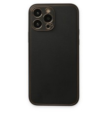 iPhone 14 Pro Kılıf Coco Deri Silikon Kapak - Siyah